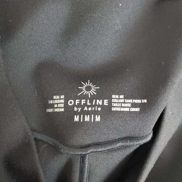 Aerie Leggings Womens Medium Real Me 7/8 Hi-Rise Short Inseam 23" Pockets Black - Picture 5 of 10